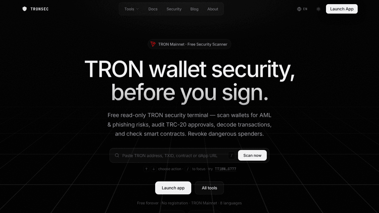 TRONSEC website screenshot