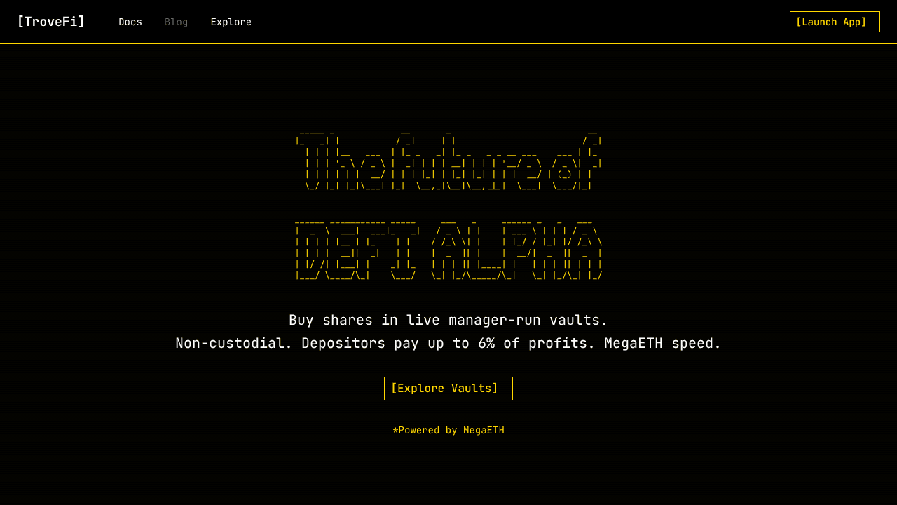TroveFi website screenshot