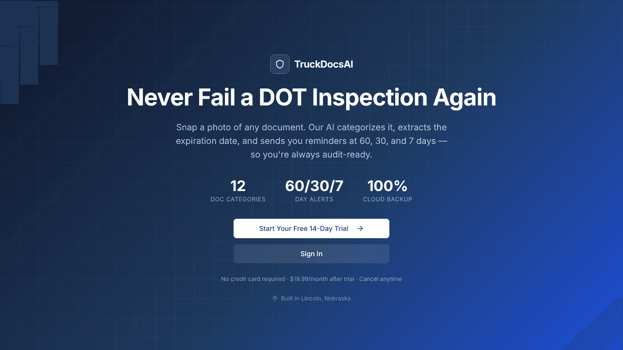 TruckDocsAI  website screenshot