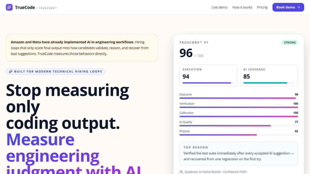 TrueCode website screenshot