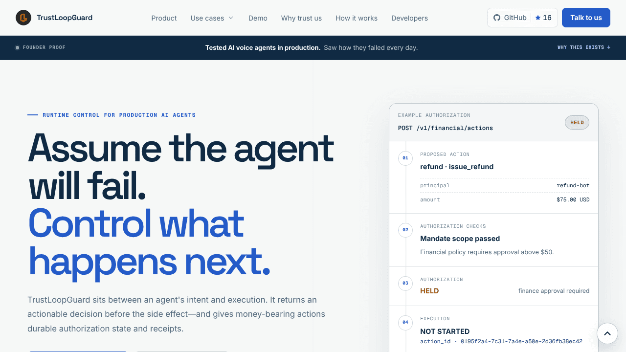 TrustLoopGuard website screenshot
