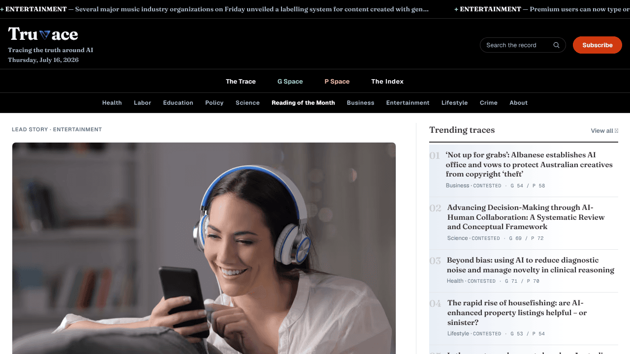Truvace website screenshot