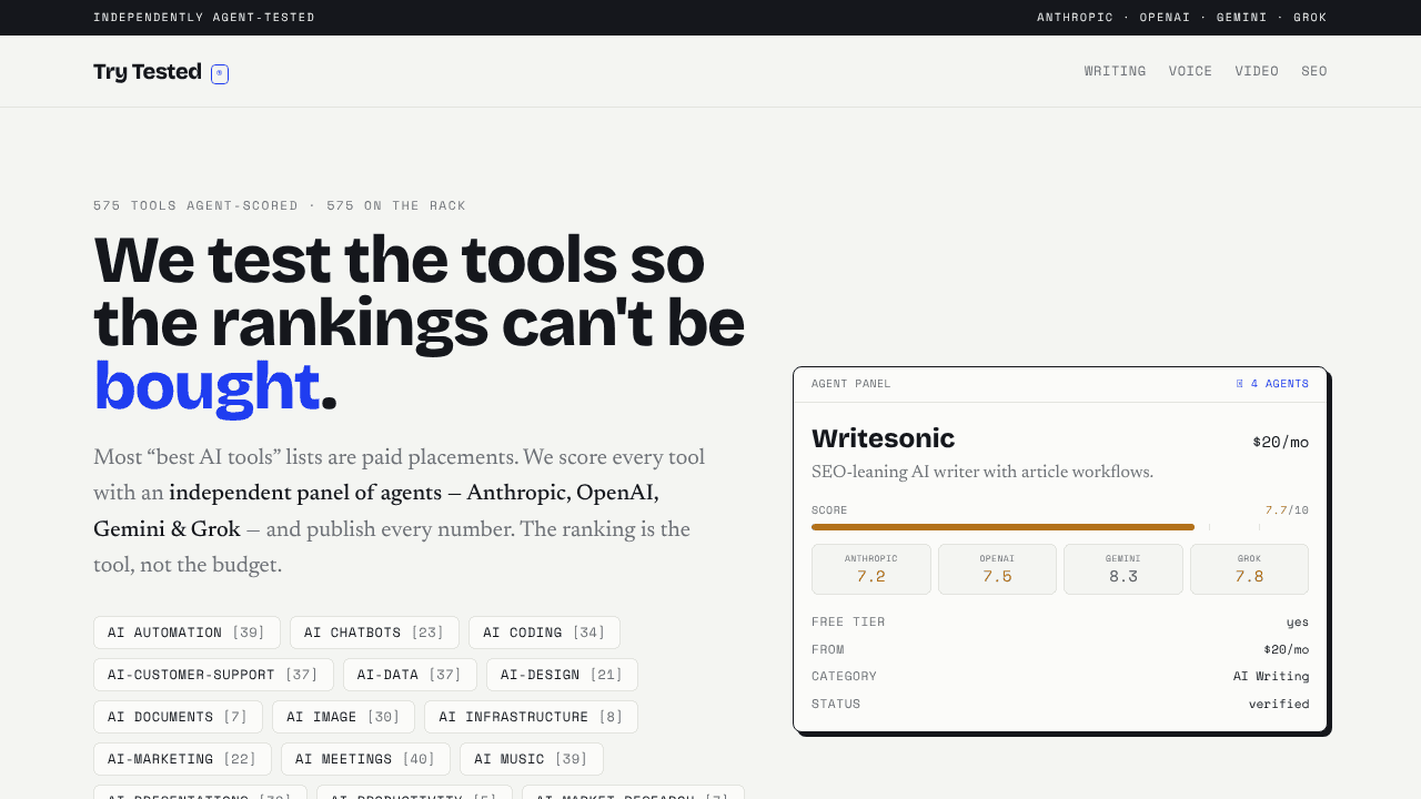 TryTested website screenshot