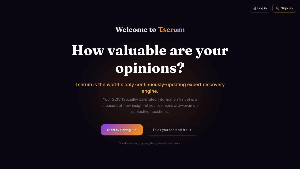 Tserum website screenshot