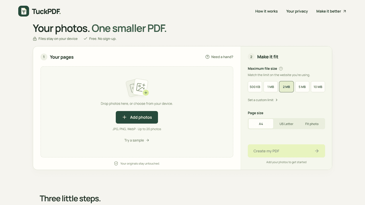 TuckPDF website screenshot