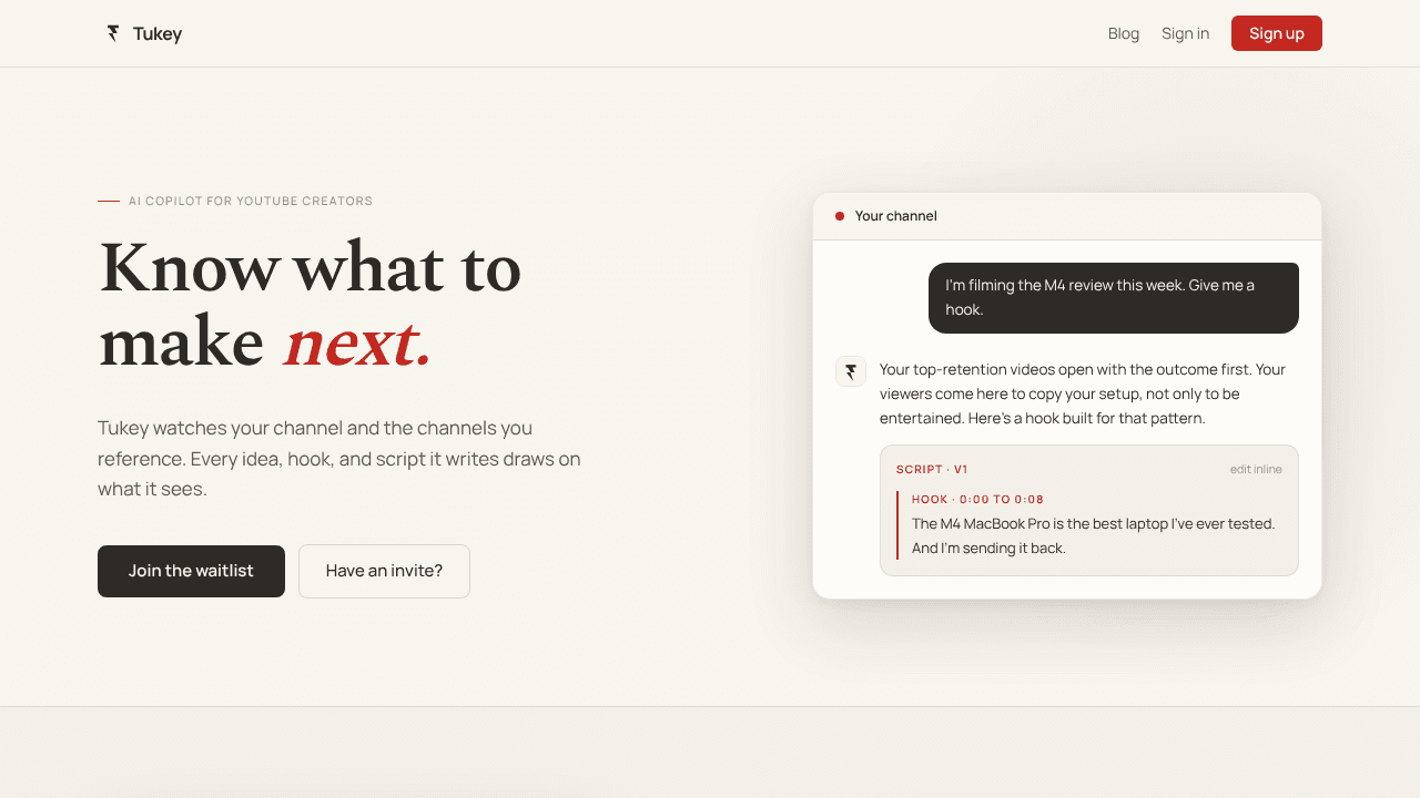Tukey AI website screenshot