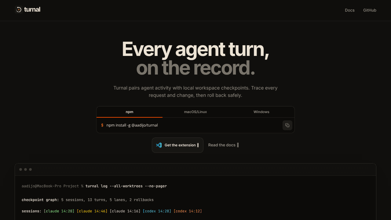 Turnal website screenshot