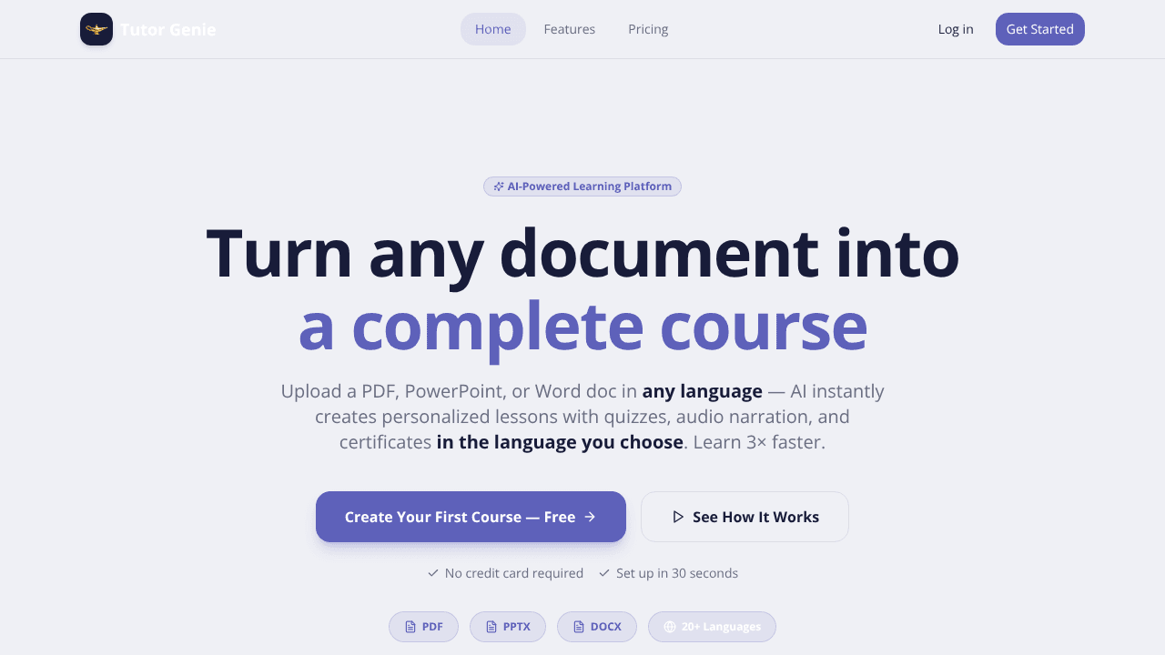 Tutor Genie website screenshot