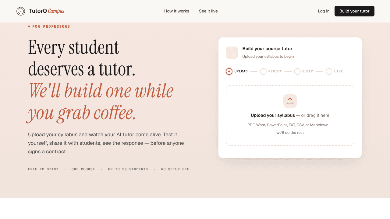 TutorQ Campus website screenshot