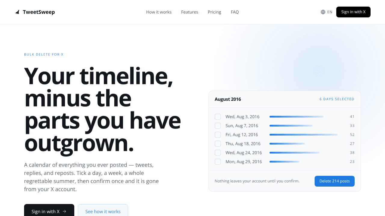 TweetSweep website screenshot
