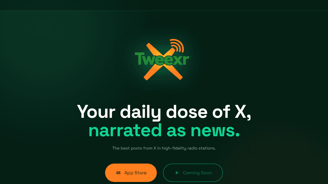 Tweexr website screenshot