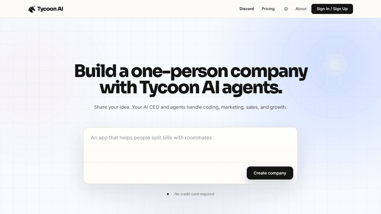 Tycoon AI  website screenshot