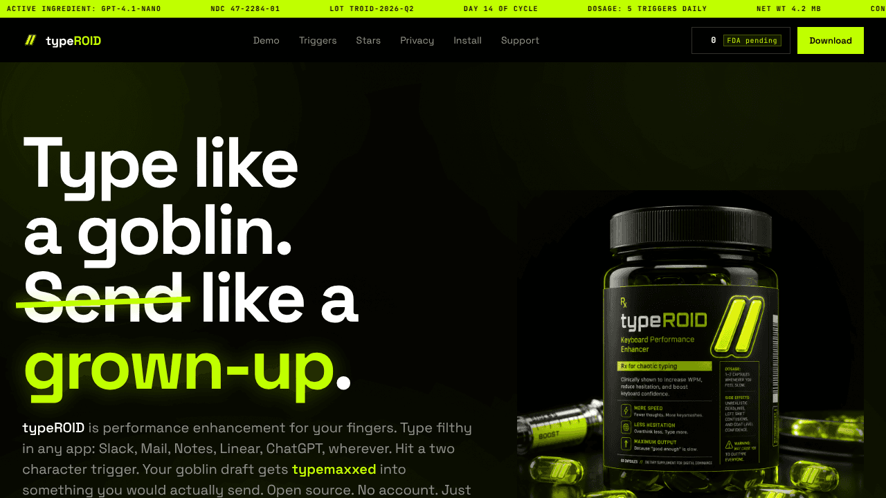 typeROID website screenshot