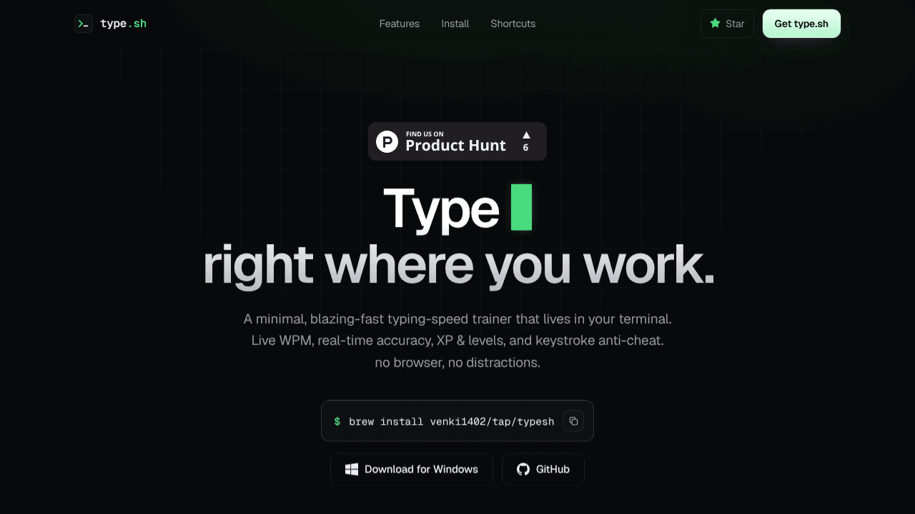 typesh website screenshot