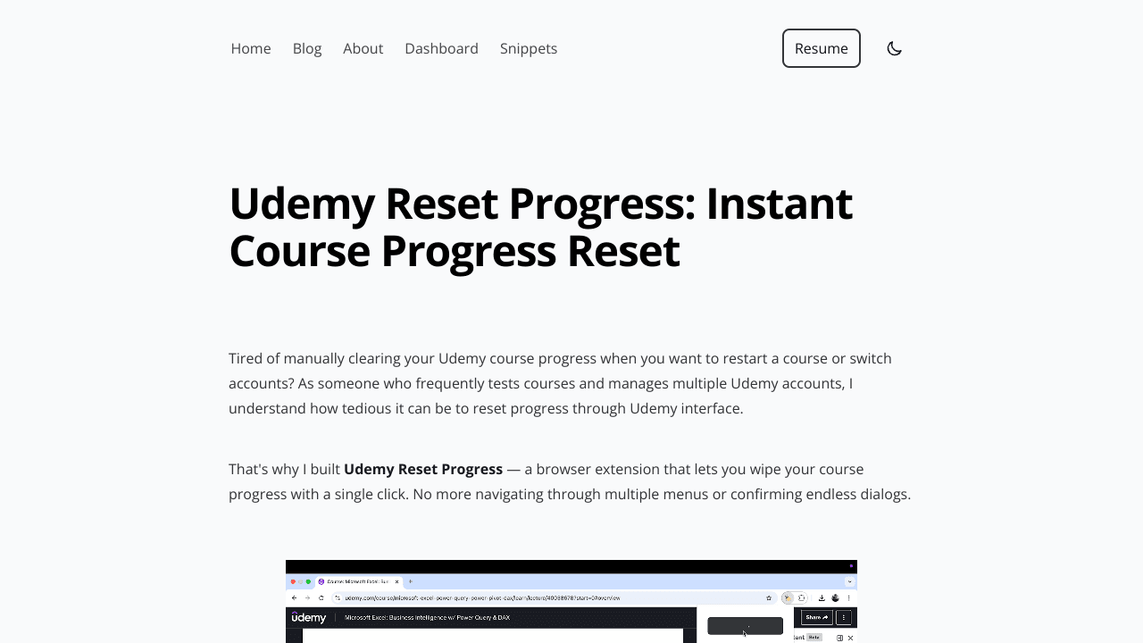 Udemy Reset Progress