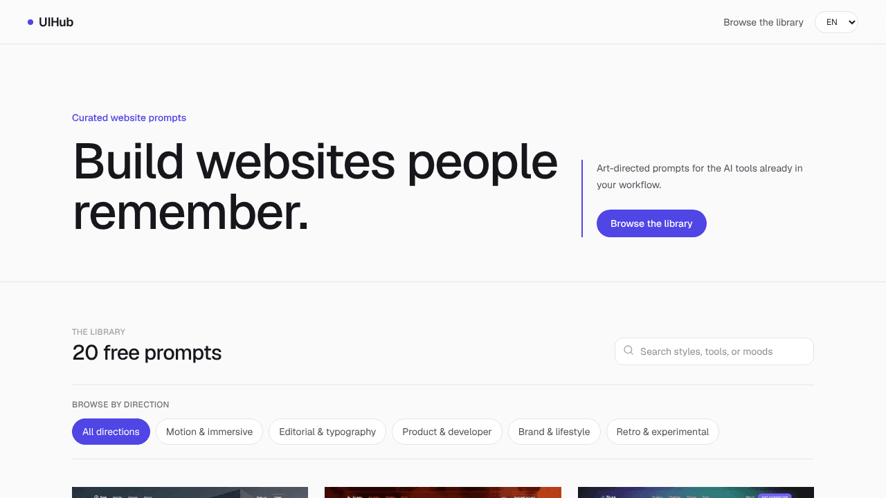 UIHub website screenshot