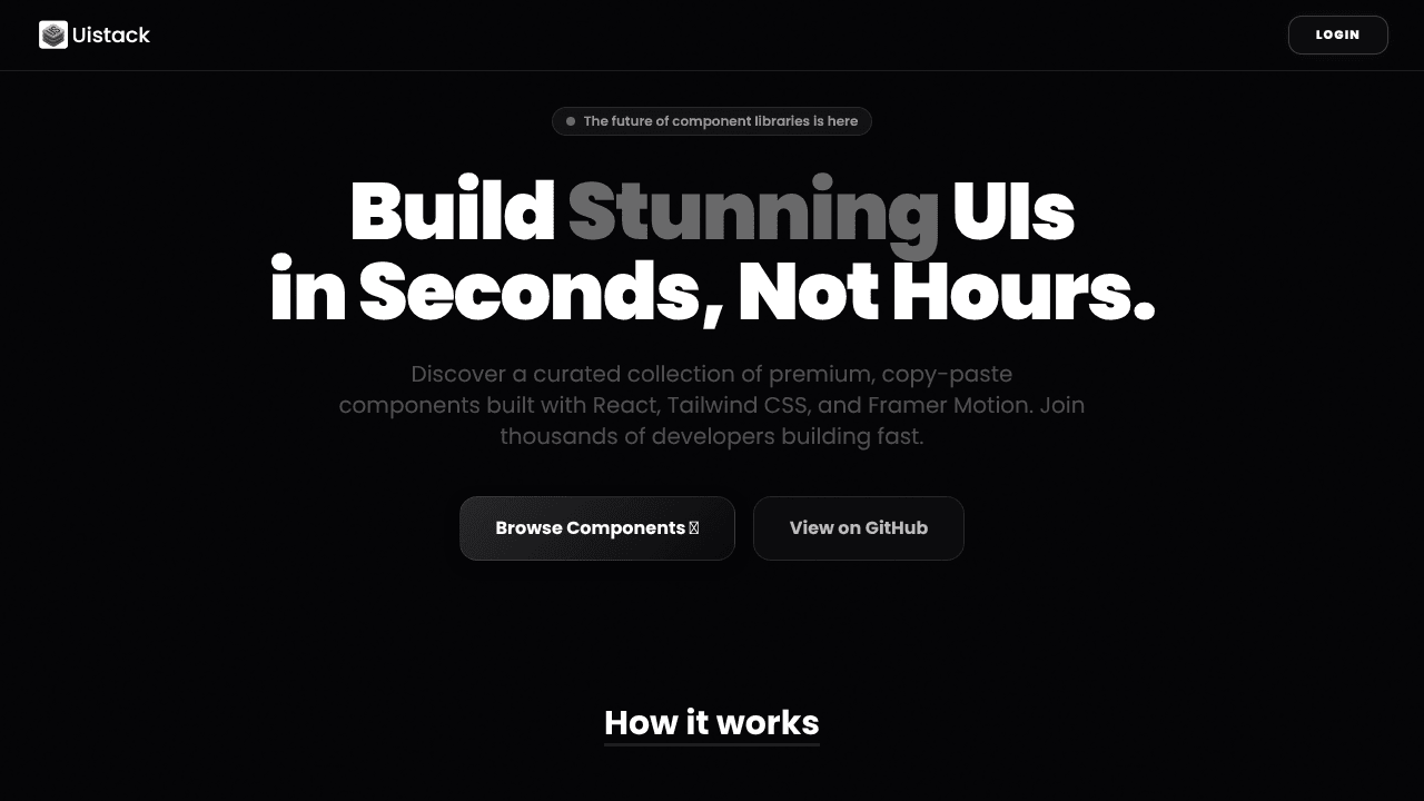 Uistack website screenshot