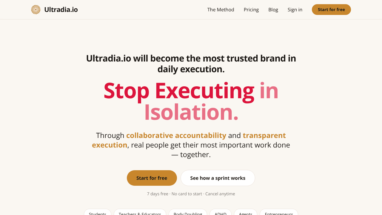 Ultradia.io website screenshot
