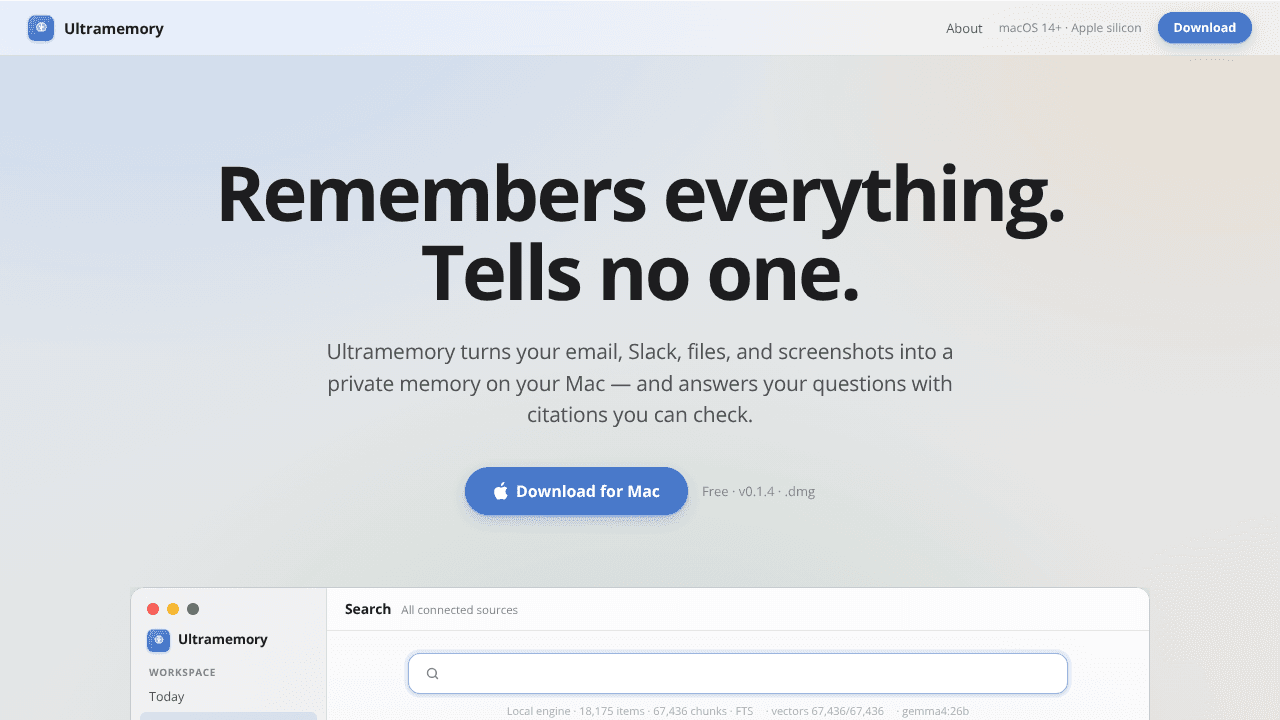 Ultramemory website screenshot