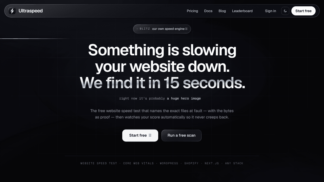 Ultraspeed website screenshot