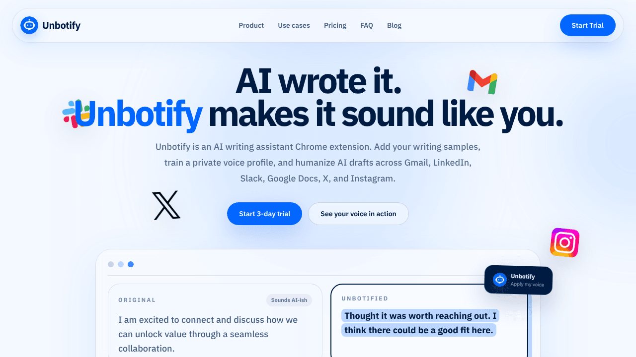 Unbotify website screenshot
