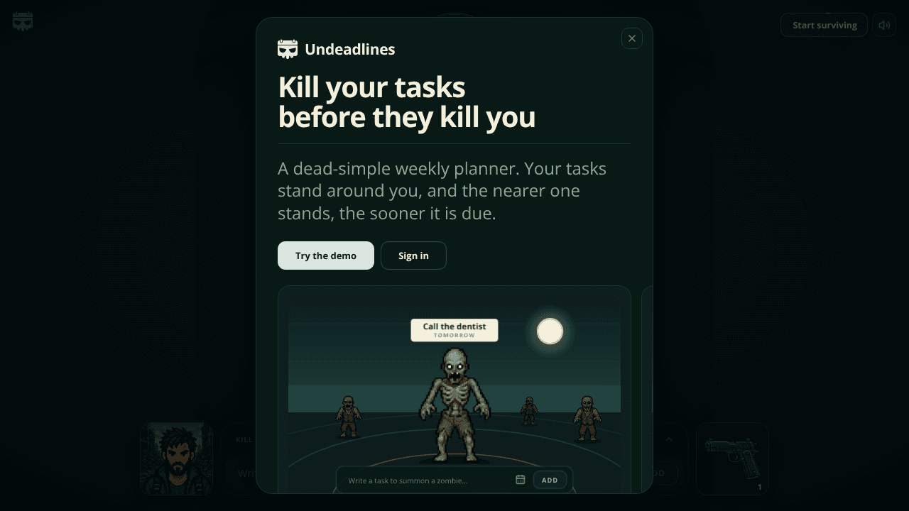 Undeadlines website screenshot