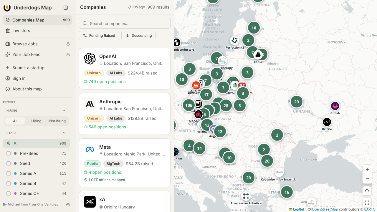 Underdogs Map website screenshot