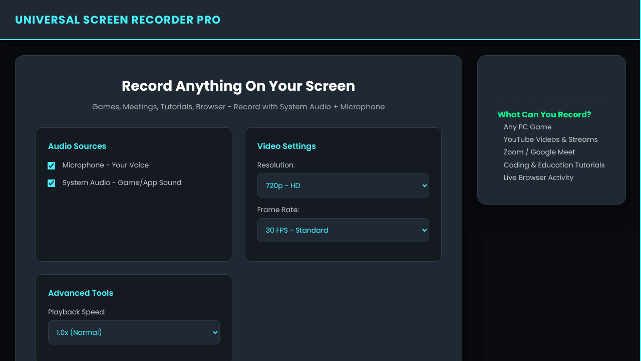 Uni Recorder website screenshot