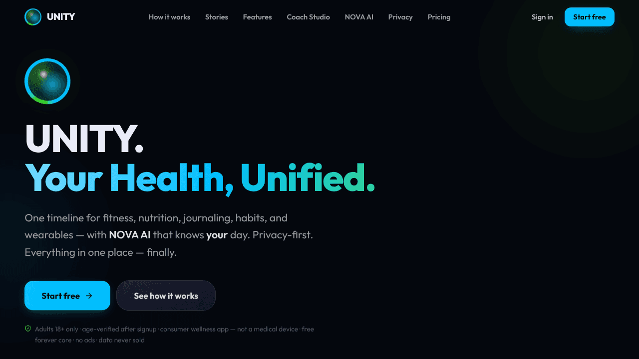 UNITY website screenshot