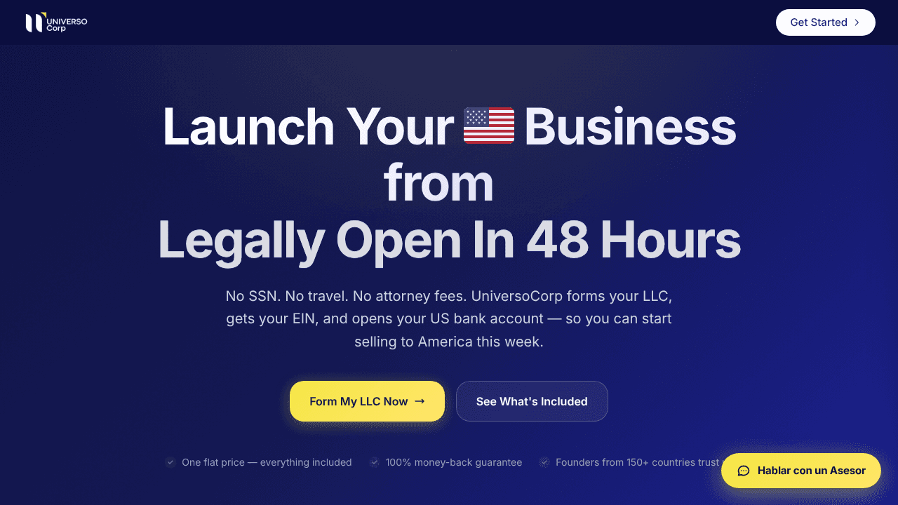 UniversoCorp website screenshot