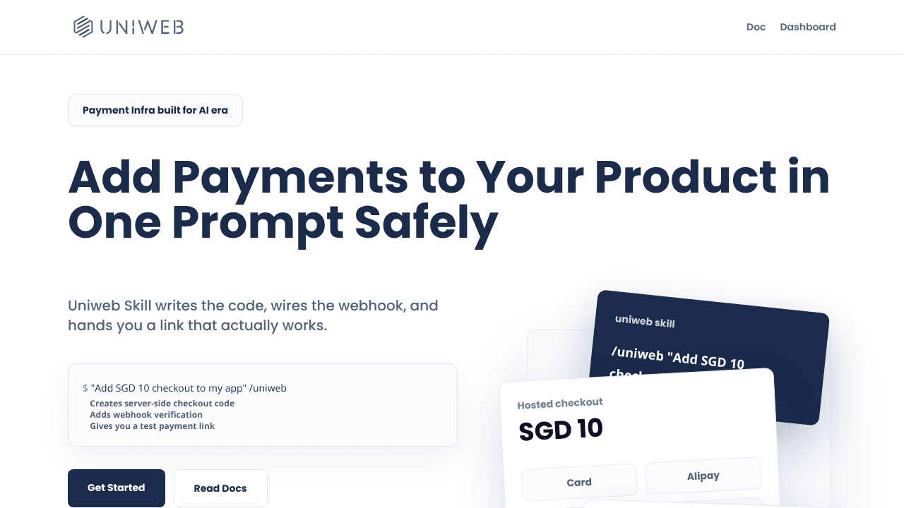 UniwebPay Skill website screenshot