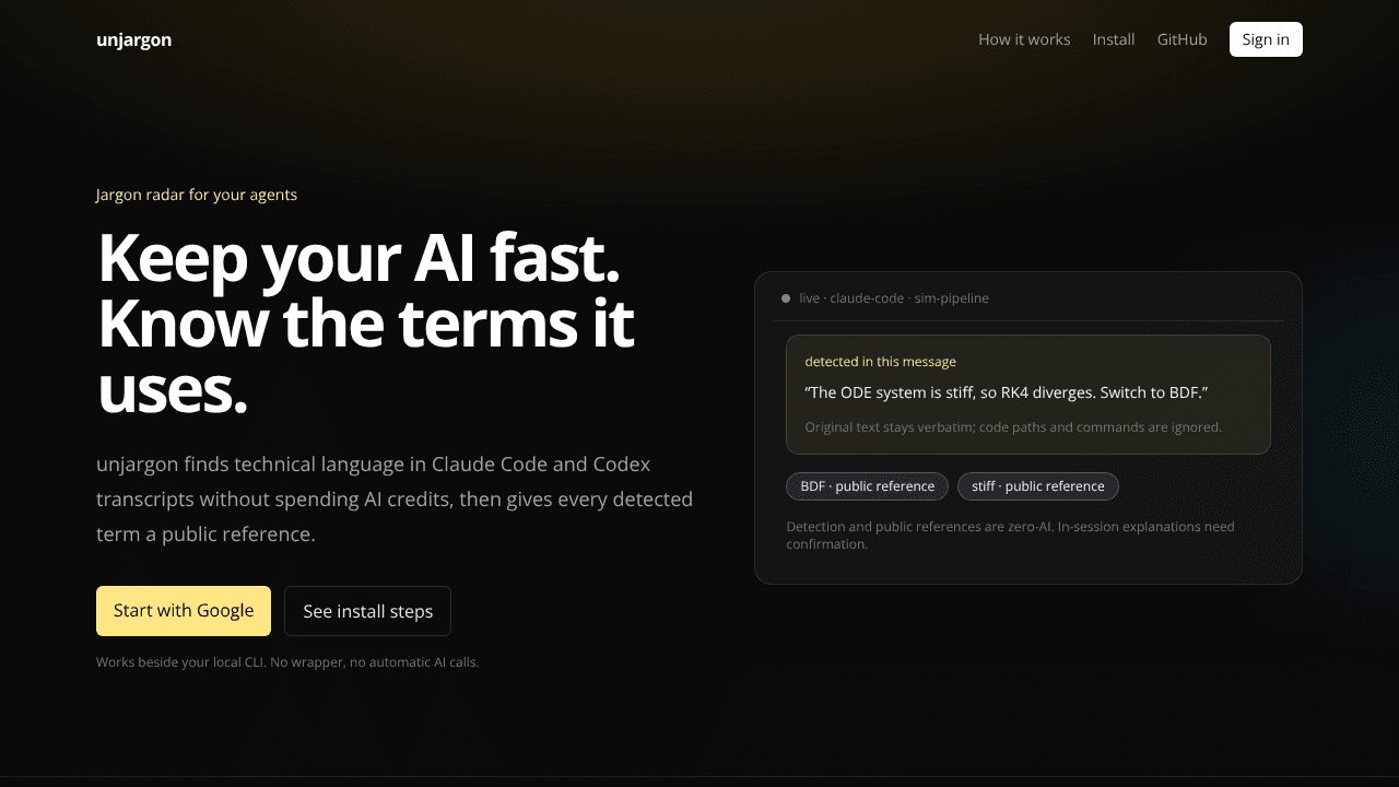 unjargon — jargon for your agents website screenshot