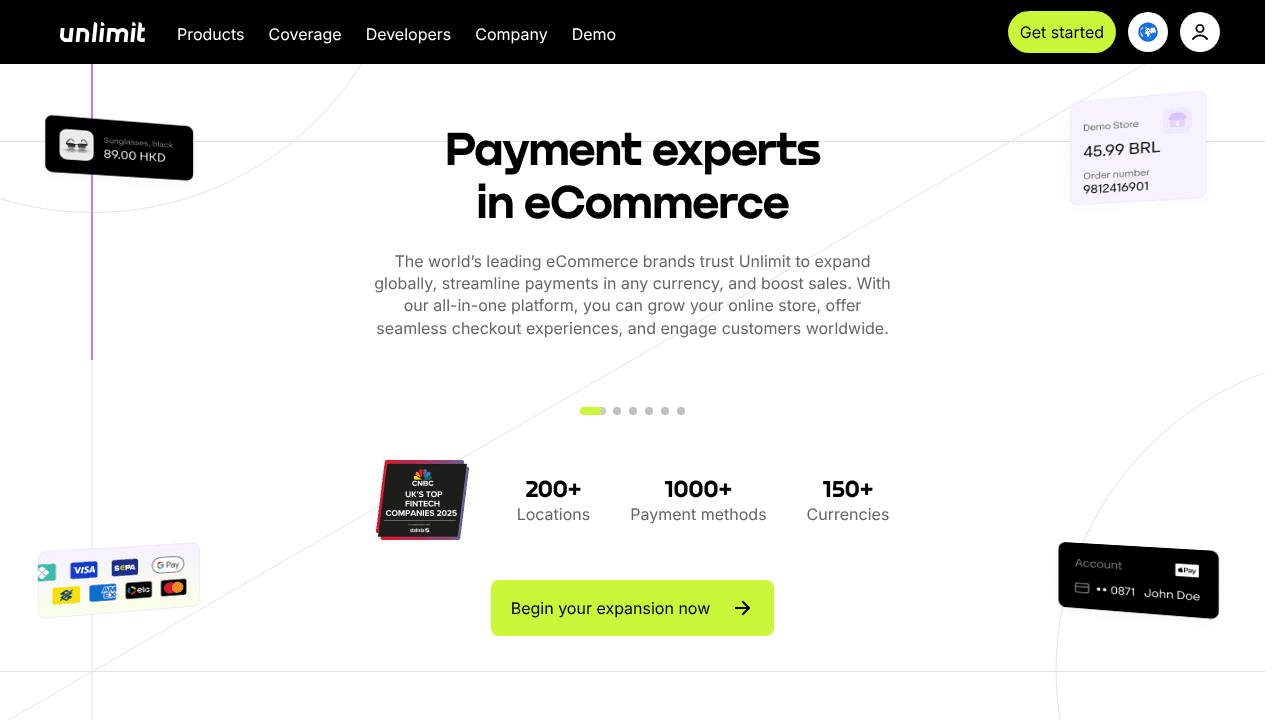 Unlimit website screenshot