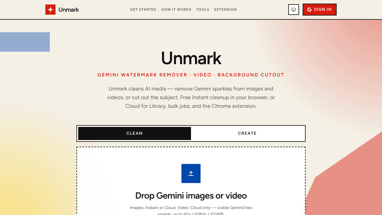 Unmark website screenshot