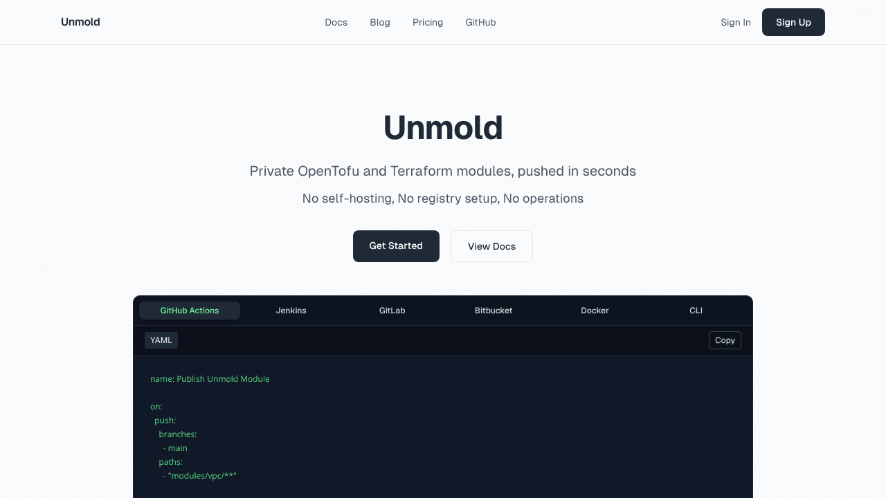 Unmold website screenshot
