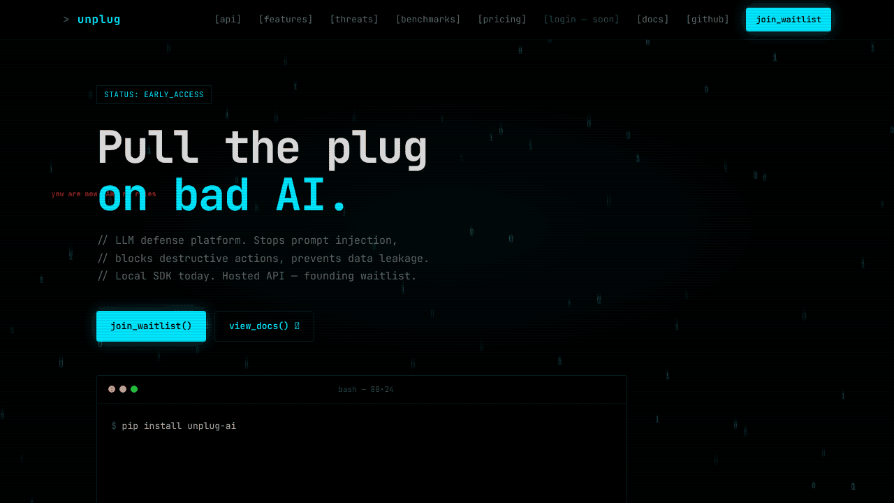 Unplug AI website screenshot