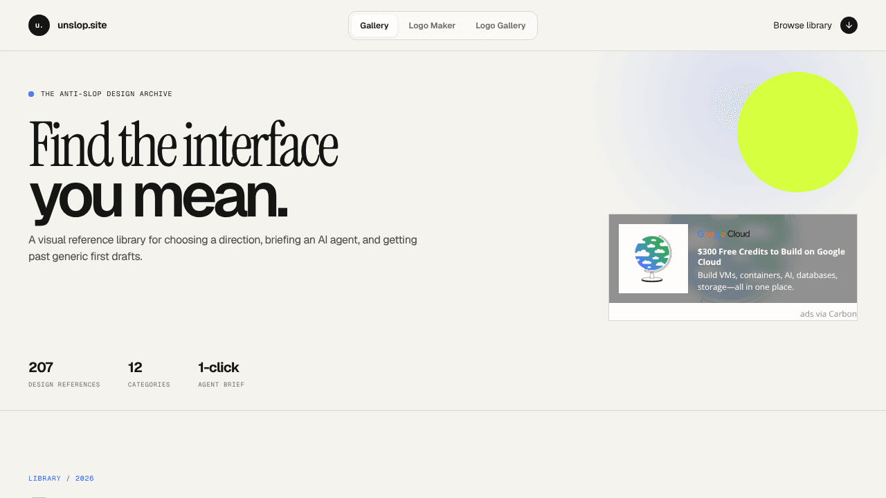 Unslop.site website screenshot
