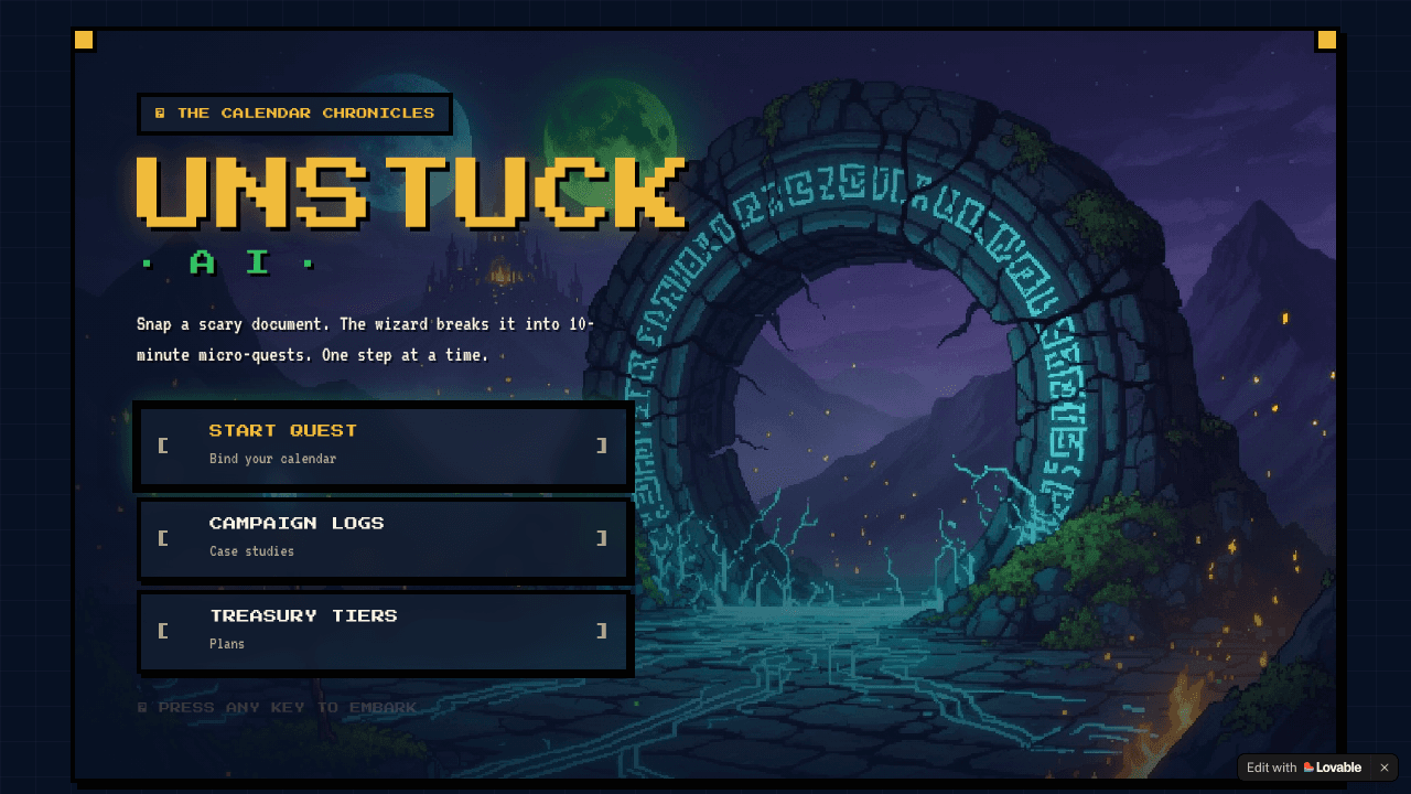 Unstuck AI website screenshot