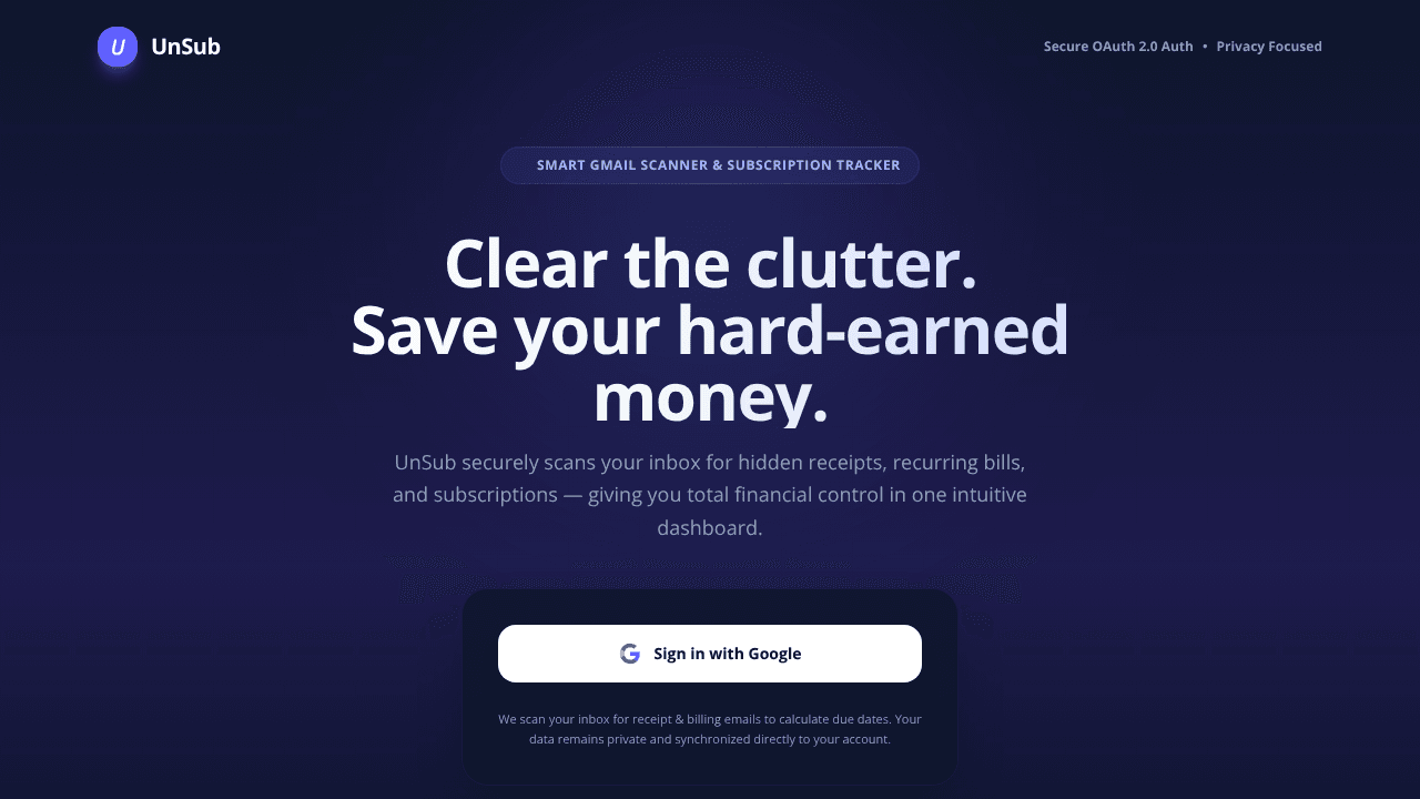 UnSub website screenshot