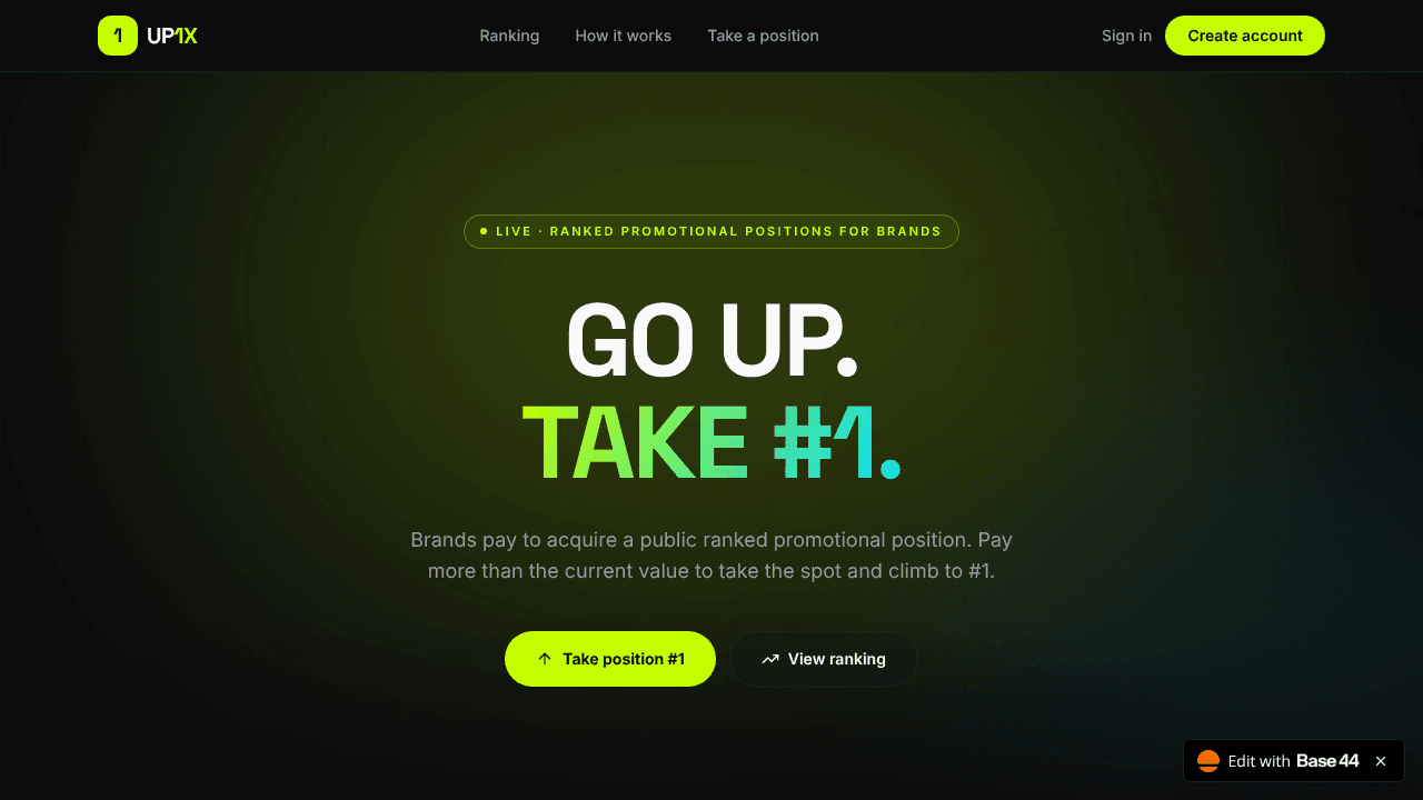 UP1X website screenshot