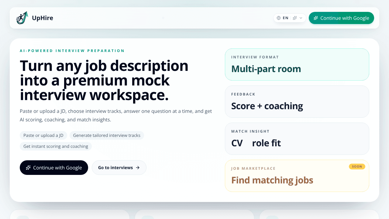 UpHire website screenshot