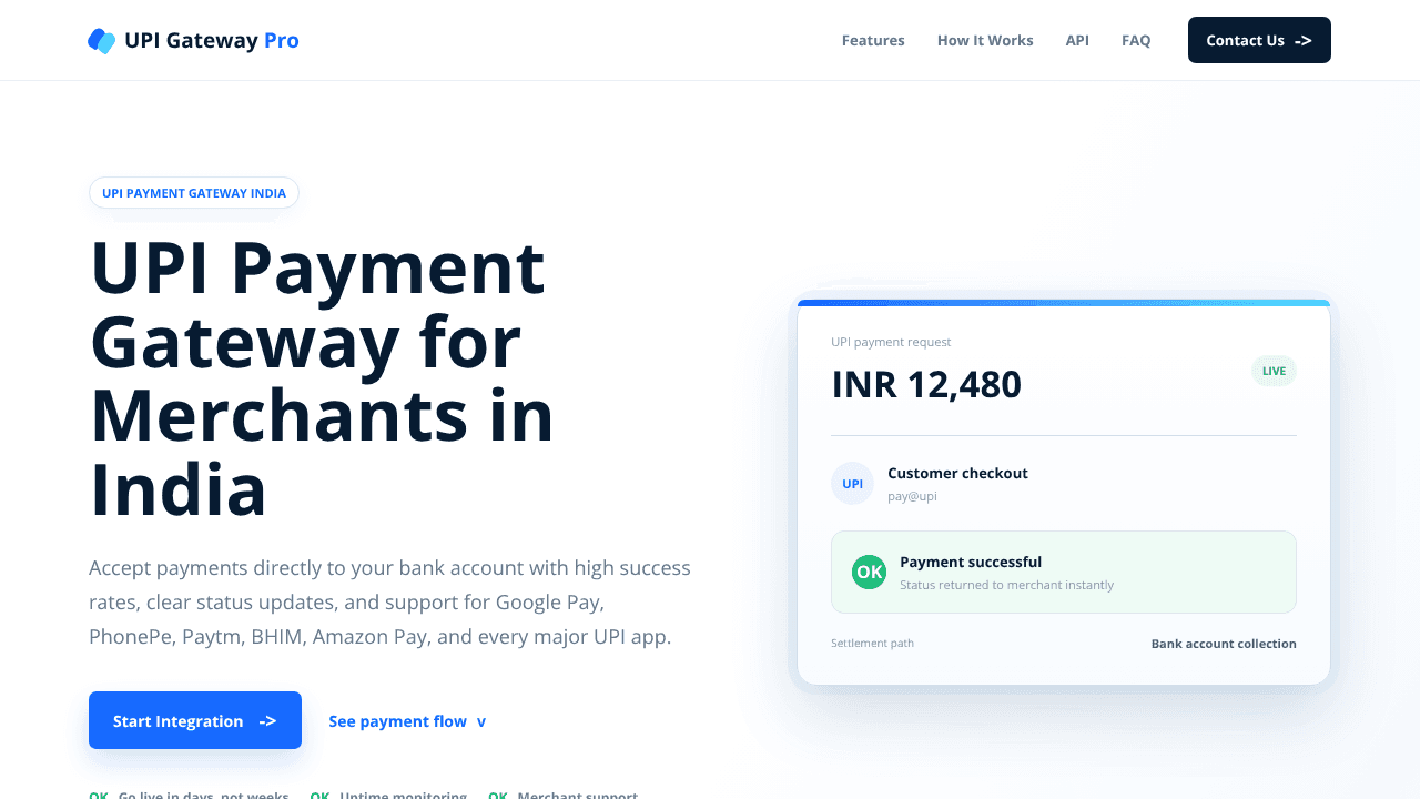 UPI Gateway Pro website screenshot