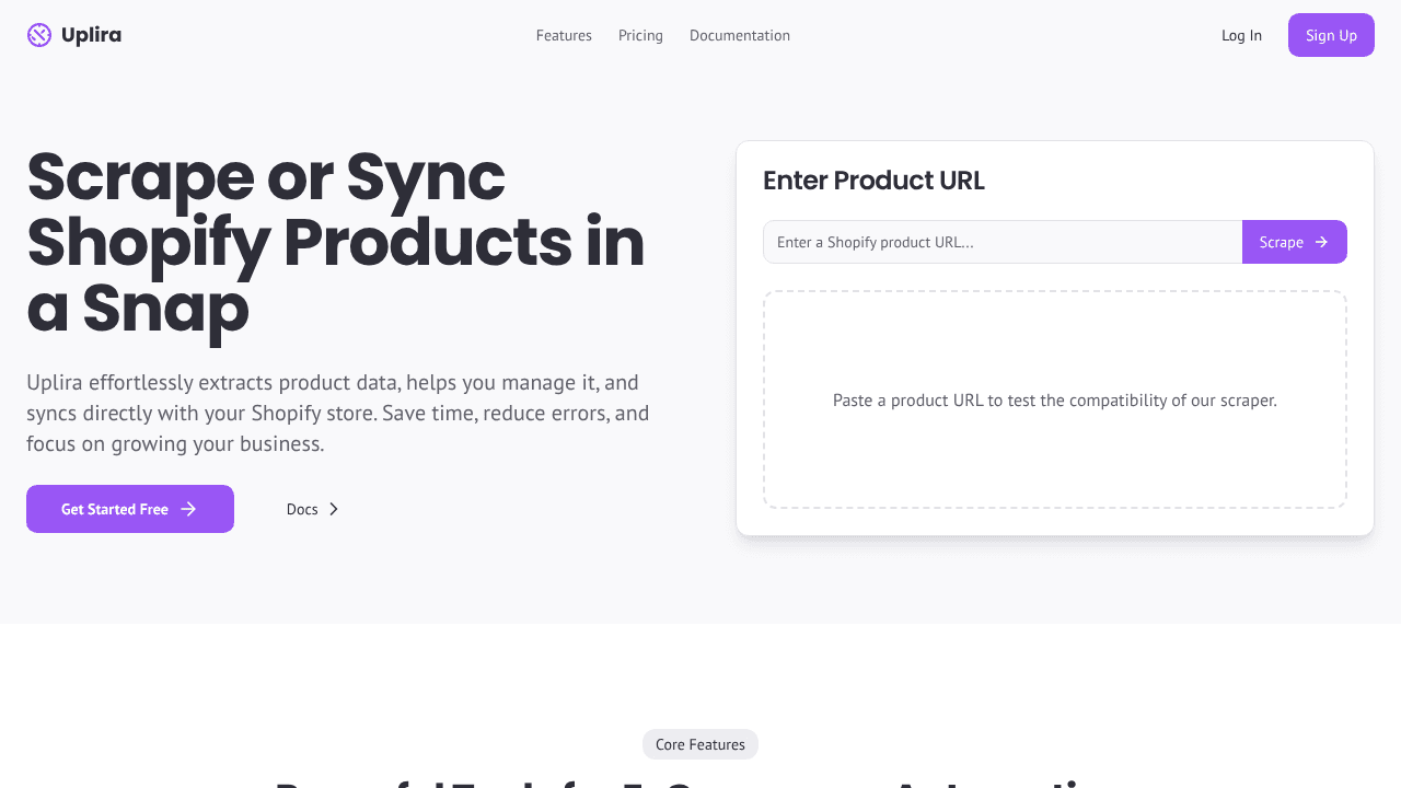 Uplira website screenshot