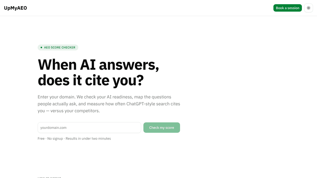 upmyaeo website screenshot
