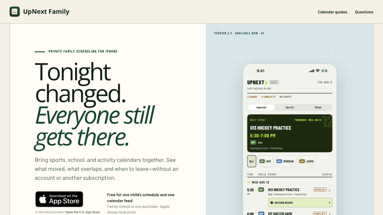 UpNext Family website screenshot