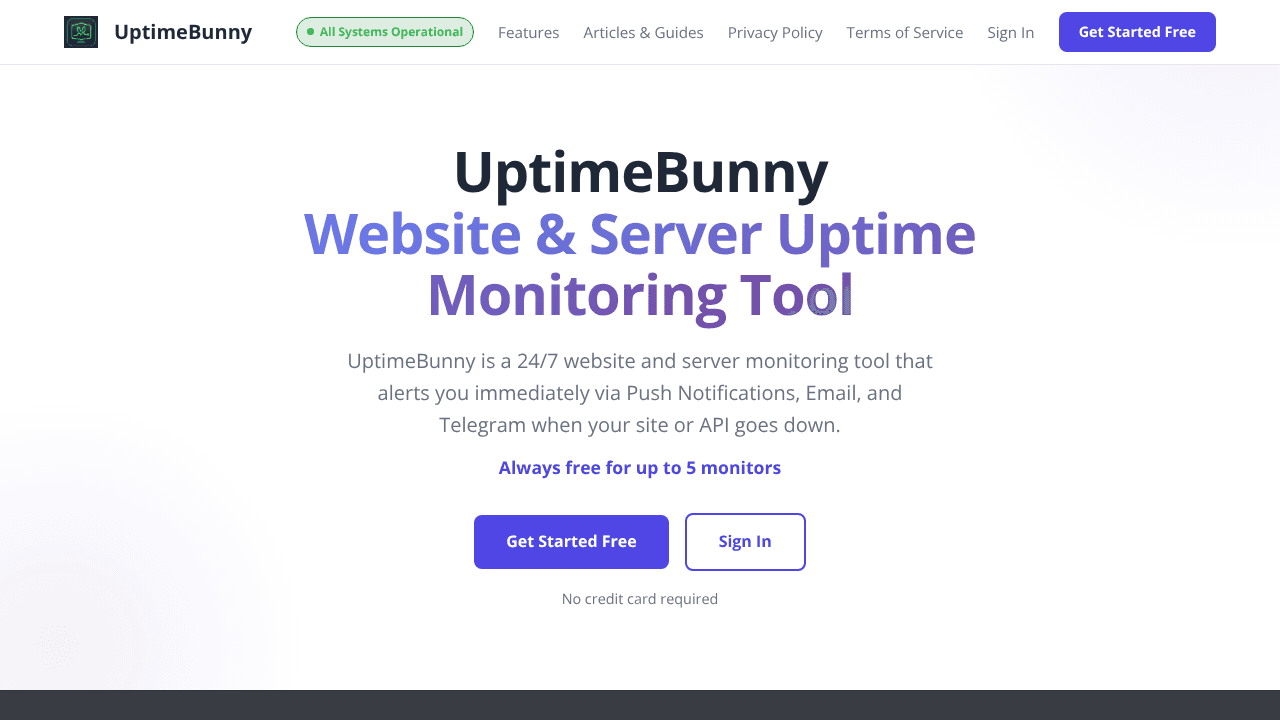 UptimeBunny website screenshot