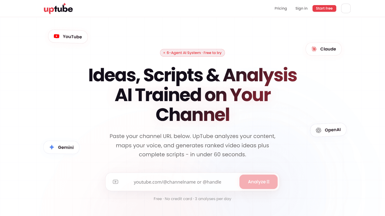 UpTube website screenshot