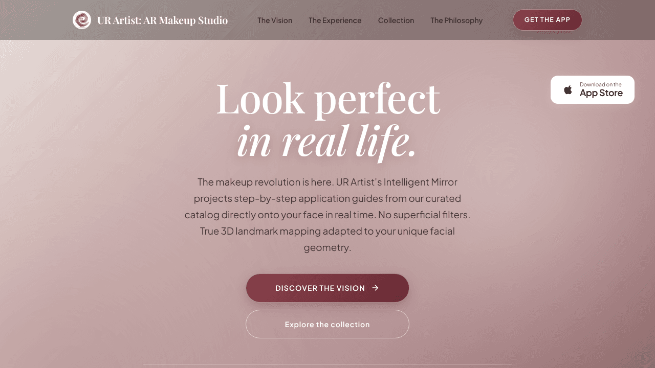 UR Artist: AR Makeup Studio website screenshot
