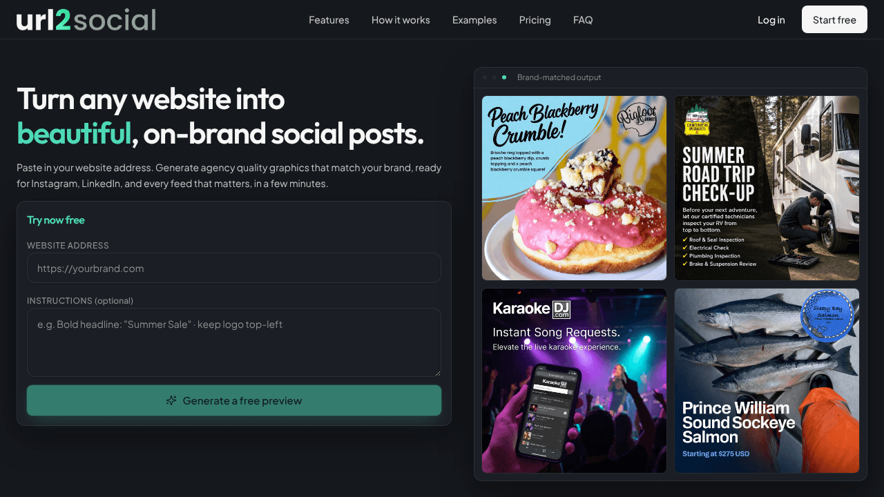 url2social website screenshot