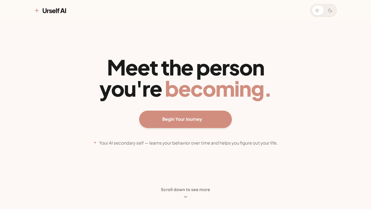 Urself AI website screenshot